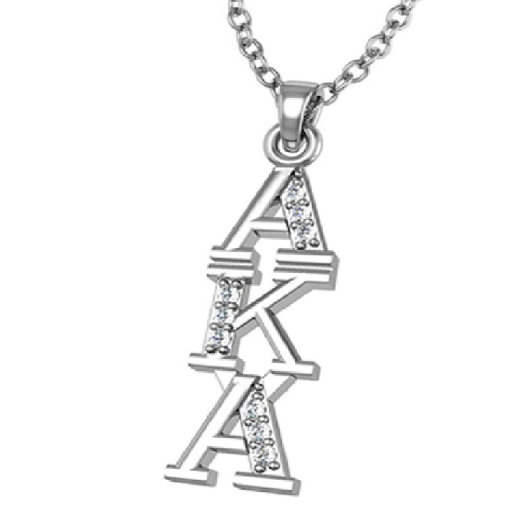 Alpha Kappa Alpha Vertical Silver Necklace (AKA-P001)