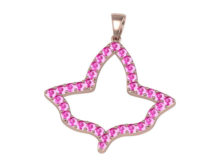 Copy of Alpha Kappa Alpha Ivy Leaf Large Rose Gold Plated Silver with Pink Crystal Necklace (P024)