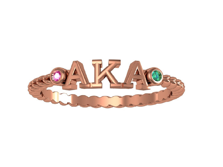 Copy of Alpha Kappa alpha twisted Silver Ring with Rose Gold Plated (R007)