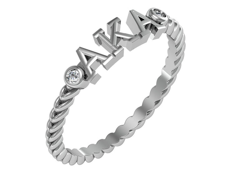 Alpha Kappa Alpha Classic Letter Silver Ring (R011)