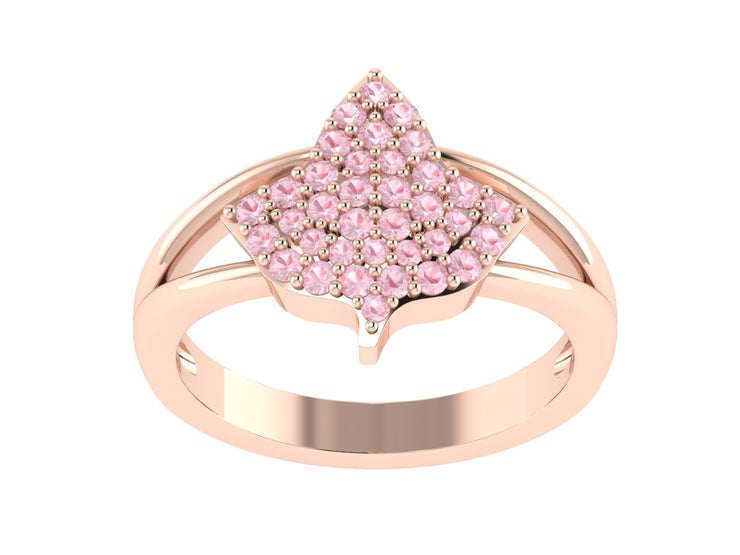 Alpha kappa Alpha Ivy Leaf Ring with pink crystal (R013)